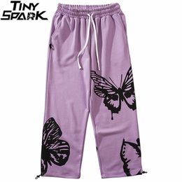 Hip Hop Streetwear Baggy Jogger Sweatpants Men Black Butterfly Harajuku Track Pants Loose Cotton Sweat Pants Harem Trousers 201109