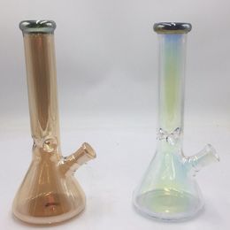 10" thick Customized beaker bong rainbowl smoke gray color tall glass water pipe big straight tube dab oil rig bubbler with downsteam and bowl