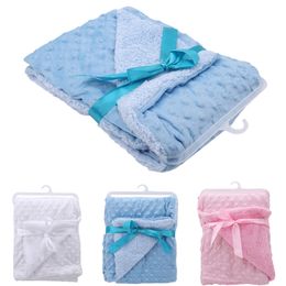 Soft Baby Blankets Warm Fleece Newborn Stroller Sleep Cover Cartoon Beanie Infant Bedding Quilt Swaddling Wrap Kids Bath Towel LJ201105