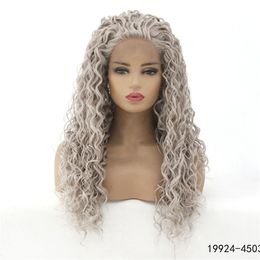 Curly Synthetic Lace-Frontal Wig Natural Colour Simulation Human Hair Lace Front Wigs 14~26 inches Pelucas 180817-26
