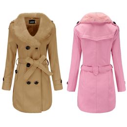 Cappotto di lana da donna di media lunghezza da donna giacca a vento invernale abbigliamento coreano grande collo di lana double face cappotto di lana 201027