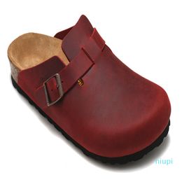 2022 leather bag head pull cork slippers female male summer anti-skid lazy shoes lovers beach fashion