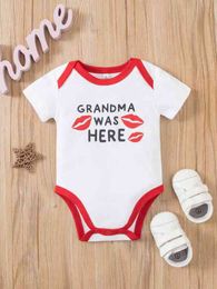 Baby Contrast Binding Lip & Slogan Graphic Bodysuit SHE