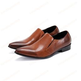 Fashion Brown Business Men Dress Shoes Pointed Toe Genuine Leather Men Shoes Office Oxford Leather Shoes Footwear
