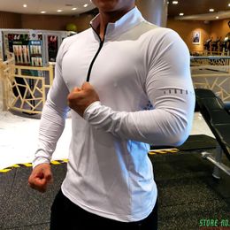 Running Jerseys Shirt Men T-shirt Long Sleeve Compression Shirts Gym Fitness Sport Cycling Zipper Rashgard