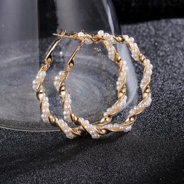 Gold Exaggeration Big Flower Circle Earrings For Women Large Beaded Pearl Drop Earrings Wedding Jewellery
