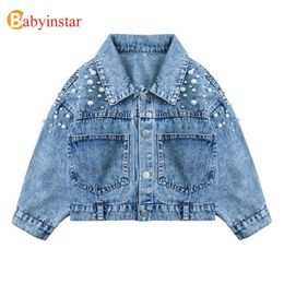 Babyinstar 2-6Y Denim Jacket For Girls Clothing Kids Jackets Coats For Girls Autumn Outfits Child Denim Jacket Children Coat 201106