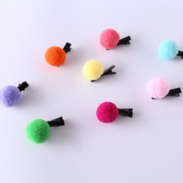 100pcs/lot Mini Solid Fur Pompom Ball Girls Small Lovely Hairclip Kids Hairpins Hair Accessories for Children Pom Hairball Clips