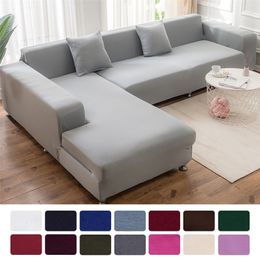 Sofa Covers for Living Room Solid Color Elastic Slipcovers If L-Shape sofas or chaise longue Sofa Need Order 2Piece Couch Cover LJ201216