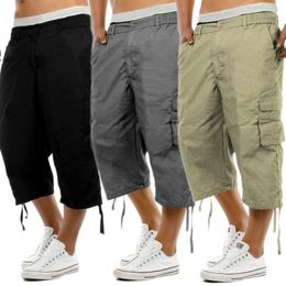 Men's Shorts Vintage Men's Combat Cargo Summer Casual Work Pockets 3/4 Mens Jogger Workout Gym Trousers1