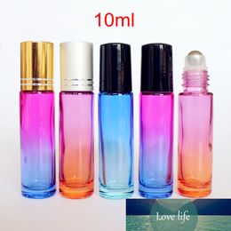 200pcs/lot Colorful 10ml Glass Roll on Bottle Refillable Perfume Roller Bottle Essential Oil Bottle with Metal Ball Glass Ball