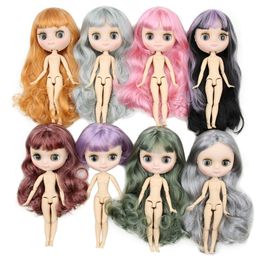 Middie blyth nude doll 20cm joint body matte face makeup gray eyes soft hair DIY toys gift with gestures LJ201031
