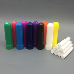 FreeShip 50Sets/lot Coloured blank nasal aromatherapy inhalers, inhaler sticks for essential oil (51mm cotton wicks)