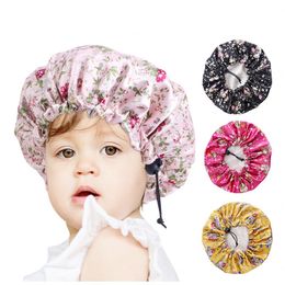 Adjustable Reversible Satin Kids Bonnet Satin Lining Night Sleep Caps Children Girl Chemo Cap Headwear Hair Care Soft Cute Hat