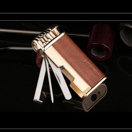 New Dedicated Cigar Pipe Jet Gas Lighter WIth Pipe Tool Rod Lighter Compact Oblique Fire Lighter Cigarette Accessories Men Gadgets Gift