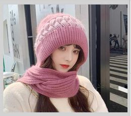 Woolen hat, female, winter, all-match, Korean style, cute, cold protection, ear protection, neck thickened hat, scar