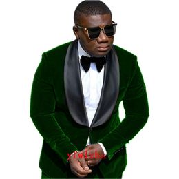Handsome Velveteen Groomsmen Shawl Lapel Wedding Groom Tuxedos Men Suits Wedding/Prom/Dinner Best Man Blazer(Jacket+Tie+Pants) T259
