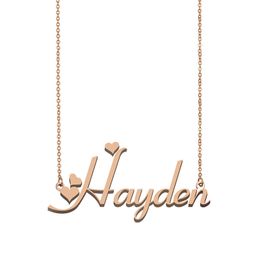 Hayden name necklace pendant Custom Personalised for women girls children best friends Mothers Gifts 18k gold plated Stainless steel Jewellery