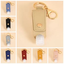 Portable Hand Sanitizer Bottle Holder T-type PU Leather Case Disinfectant Storage Sleeve Key Chains Cartoon Accessories 8 Designs BK24