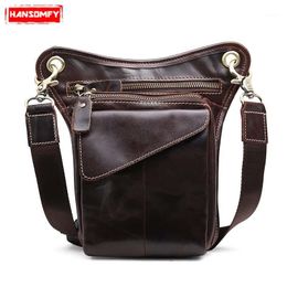 Waist Bags Vintage Genuine Leather Belt Bag Men's Leg Pouch Pack Mobile Phone Camera Organise Multi-function Casual Men Pillow1