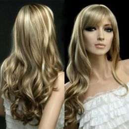 Hot Top Wig New Fashion Sexy Women's Long Brown Mix Blonde Wavy Curly Full Wigs