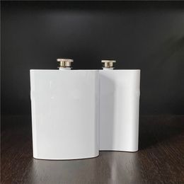 8oz Blank Sublimation Hip Flask DIY Stainless Steel Water Wine Bottles Plain White Party Outdoor Camping Tumblers Drinkware Mug Cups E122802