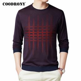 COODRONY Brand Sweater Men Spring Autumn Streetwear Fashion Plaid O-Neck Pull Homme Casual Knitwear Cotton Pullover Shirt C1073 201022