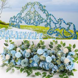 100cm Wedding Flowers Row Artificial Silk Rose Peony Flower Row Wall Backdrop Arrangement Arch DIY Decoration