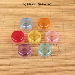 140pcs/Lot Wholesale Plastic 5g Facial Cream Jar Cosmetic 1/6OZ Container Empty Small Sample Pot Mix Lid Mini Eyeshadow Vial