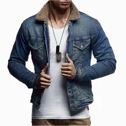 Men's Jackets And Coats Mens Winter Fashion Warm Fleece Denim Jacket Outerwear 2021