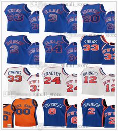 Retro Basketball Patrick Ewing 33 Jerseys Walt Frazier 10 John Starks 3 Larry Johnson 34 Latrell Sprewell 8 Nate Robinson 4 Dick Barnett 12 Bill Bradley Marcus Camby 23