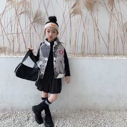 High quality children's goose down vest camouflage vest cool girl's vest jacket autumn and winter warm coat boy jacket J81716