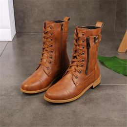 Women's Boots Low-heel Casual Martin boots Warm Zipper Round-toe Winter Shoes Ladies Ankle Motorcycle Boot Plus Size 35-43