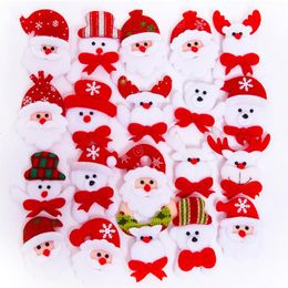 Christmas Gift LED Glowing Santa Snowman Deer Bear Glow Flashing Cartoon Brooch Badge Toy Christmas Luminous Decoration LX3465