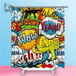 NYAA Multicolored Comics Speech Bubbles Shower Curtains Pop Art Waterproof Polyester Fabric Bathroom Curtains For Home Decor Y200108