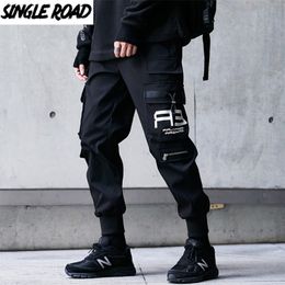 SingleRoad Mens Cargo Fashion Side Pockets Joggers Hip Hop Harajuku Japanese Streetwear Trousers Black Pants Men 201221