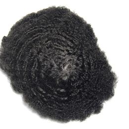 Afro curly toupee for black men 100% human hair mens wigs hair replacement for men lace with poly