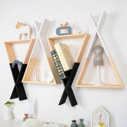 1PC X Triangle Wooden Shelf Home Wall Decorative Shelf For Kids Boy Girls Room Decorations Living Room Wall Decor Wooden Shelf 201125