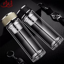 Portable Business with Lid Tea Infuser Double Walled Cup Coffee Mug for Tumbler Glass Water Bottle Cups 201221