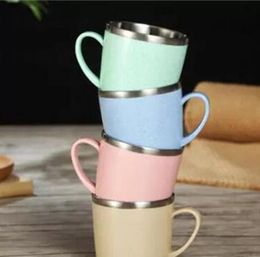 wholesale 304 stainless steel coffee mug The wheat element Colourful environmental friendly household children drink water cups