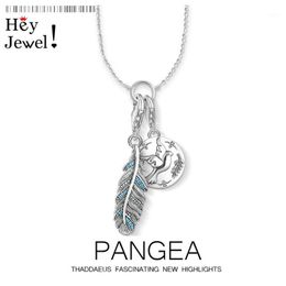 feather chains UK - Chains Charm Necklace Feather & Disc Coin,2021 Winter Fashion Filigree Jewelry Europe 925 Sterling Silver Bijoux Gift For Women Men1
