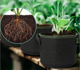 1 Gallon Grow Bags Heavy Duty Thickened Nonwoven Aeration Fabric Pots with Handles Vegetable Flower Plant Grow Bag DHL Free shipping