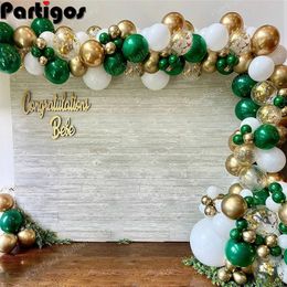 123pcs Green Gold Balloon Garland Arch Confetti White Globos Birthday Party Wedding Valentines Day Anniversary Decoration 220217