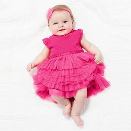 Girl's Dresses Wholesale- Pretty Kids Baby Girls Cotton Dress Cake Layered Tutu Princess 0-3Years Girl Casual1