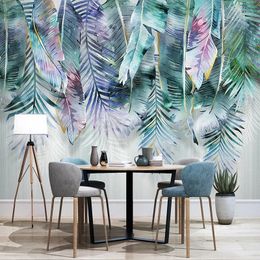 Custom Mural Wallpaper 3D Tropical Plant Leaves Background Photo Wall Painting Bedroom Living Room Decor Waterproof
