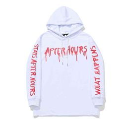 Co Hours Branded Series Bleeding Big v Letter Loose Casual Damage Hem Hooded Couple's Sweater Trend