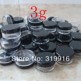 3g X 100 transparent small round bottle jars pot,empty plastic container for cosmetic packaging ,Mini sample