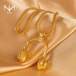 Pendant Necklaces MUZHI Fashion Headset Earphone Design Necklace For Men Women Titanium Steel Chain Hip Hop Boy Rock Jewellery Gift