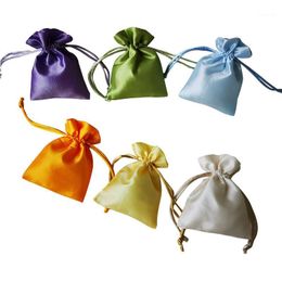 cloth pouches for jewelry Canada - Gift Wrap 30 Pcs Lot Silk Cloth Jewelry Pouches Wedding Candy Bags Solid Color Pocket Packaging Party Satin Drawstring Storage Displa1