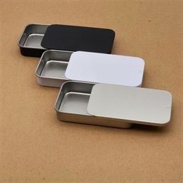 Plain silver Colour slide top tin box,rectangle candy usb box case container Wholesale DH9470
